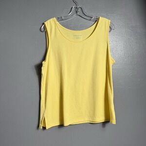 Draper's & Damon's Womens Tank Top Large Yellow Sleeveless Scoop Neck Knit